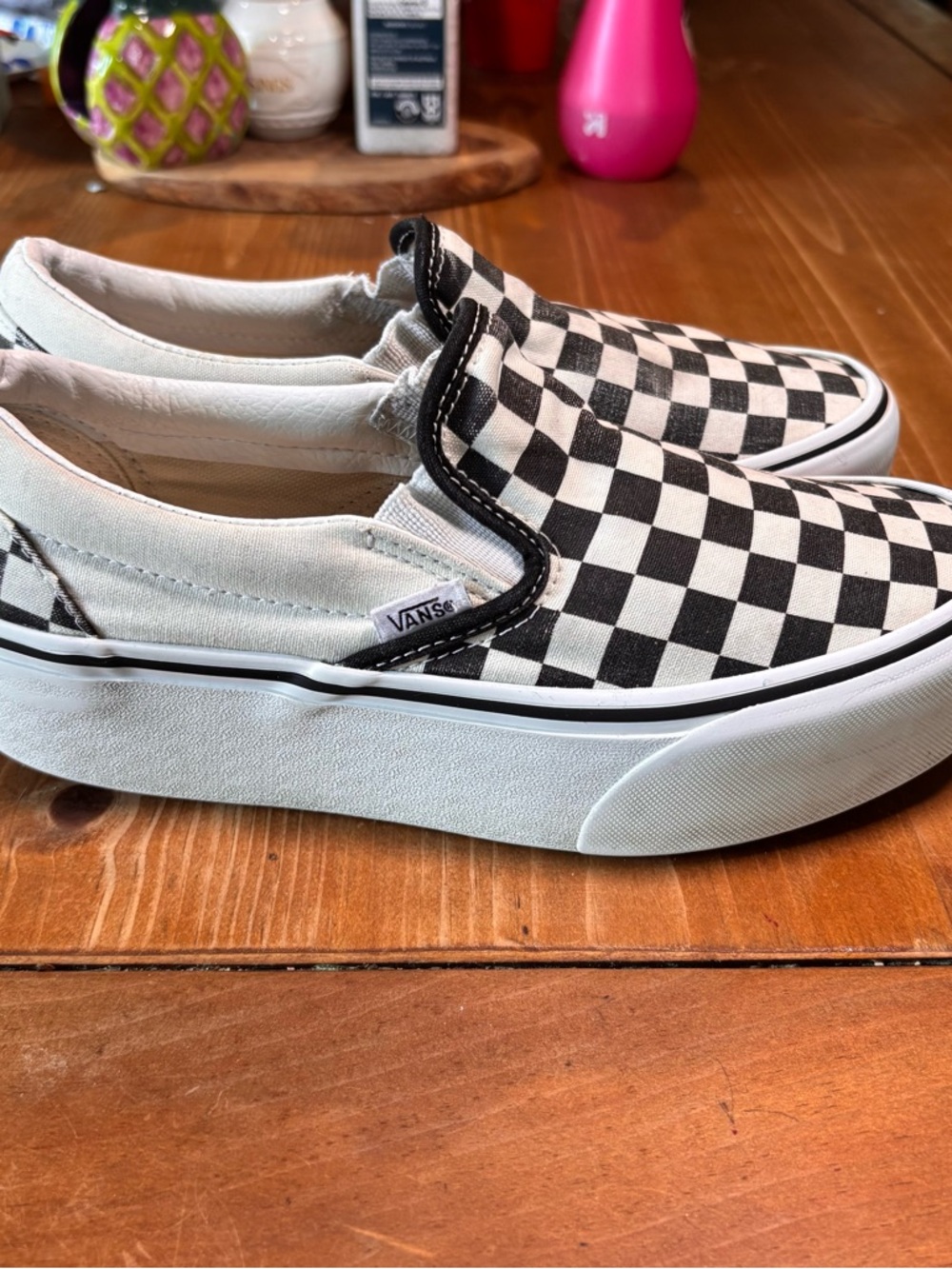Vans womens classic slip on stackform checkerboard sneakers black/white 8 - Picture 4 of 8
